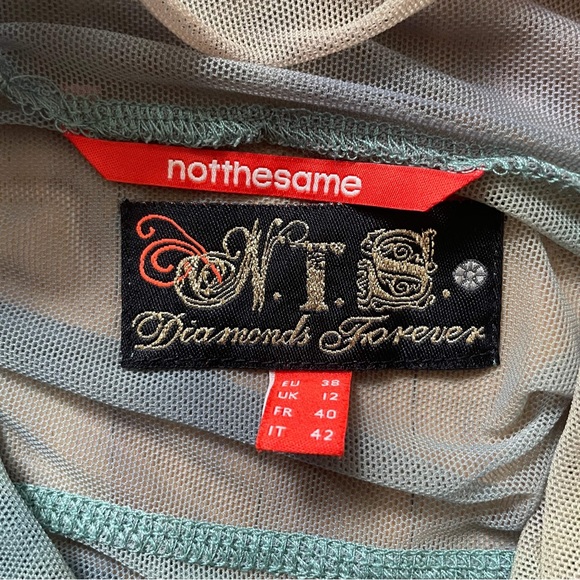 2000s NTS Not The Same Double Mesh Green Long Sleeve Top Small Medium - Picture 5 of 5